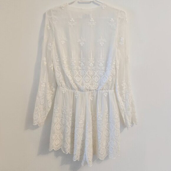 As seen on Beyonce! Zimmermann Lucia Silk Embroidered Romper Ivory S0 b53E - Picture 4 of 13